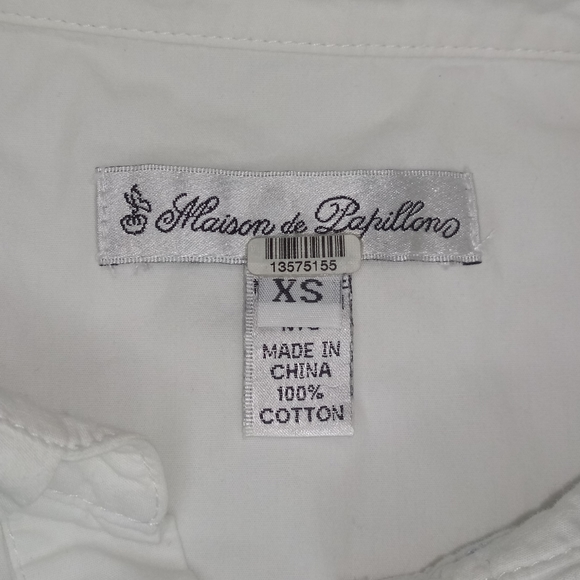 Maison De Papillon Chiara Pleated Button Down Blouse Size XS - Picture 9 of 13